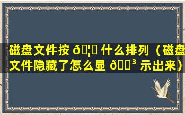 磁盘文件按 🦊 什么排列（磁盘文件隐藏了怎么显 🐳 示出来）